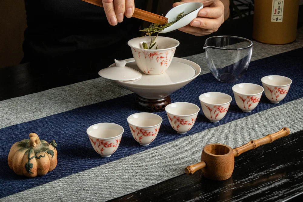 Lark Red Bamboo Set 雲雀紅竹蓋碗壺承套