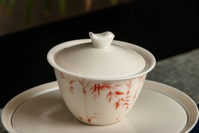 Lark Red Bamboo Set 雲雀紅竹蓋碗壺承套