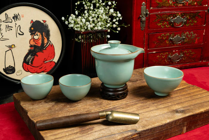 Joy of the Sky Ru Ware Portable Tea Set  汝窯天青喜樂旅行套裝