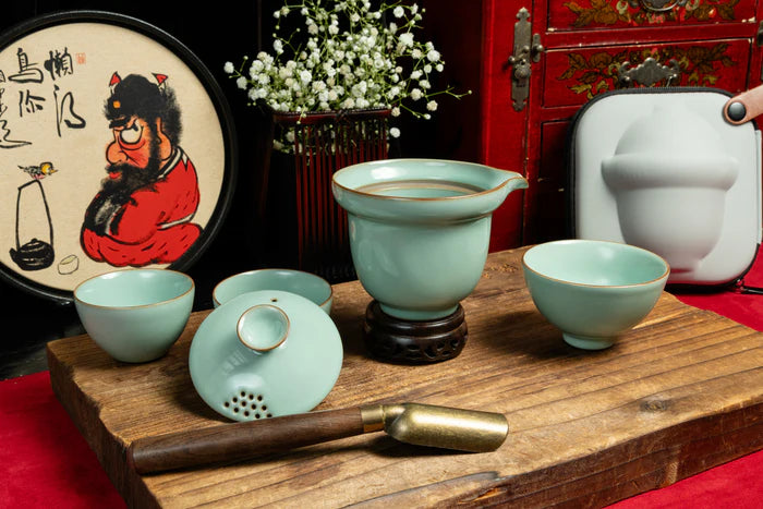 Joy of the Sky Ru Ware Portable Tea Set  汝窯天青喜樂旅行套裝